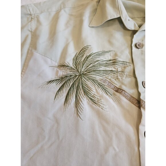 Bamboo Cay Men's Casual Hawaiian Palm Tree Embroidered Button Down Shirt Medium - Picture 4 of 7